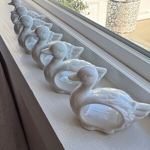 White Ceramic Duck Napkin Rings - set of 6